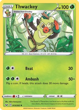 Thwackey 13/202 Reverse Holo | Sword & Shield | Pokemon Card