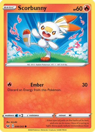 Scorbunny 30/202 Reverse Holo | Sword & Shield | Pokemon Card