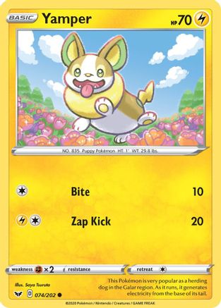Yamper 74/202 Reverse Holo | Sword & Shield | Pokemon Card