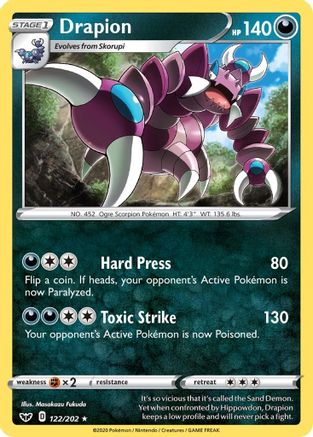 Drapion 122/202 Reverse Holo | Sword & Shield | Pokemon Card