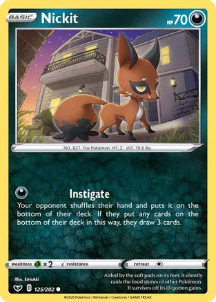 Nickit 125/202 Reverse Holo | Sword & Shield | Pokemon Card