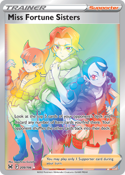 Miss Fortune Sisters 209/196 Rare Rainbow | Lost Origin | Pokemon Card