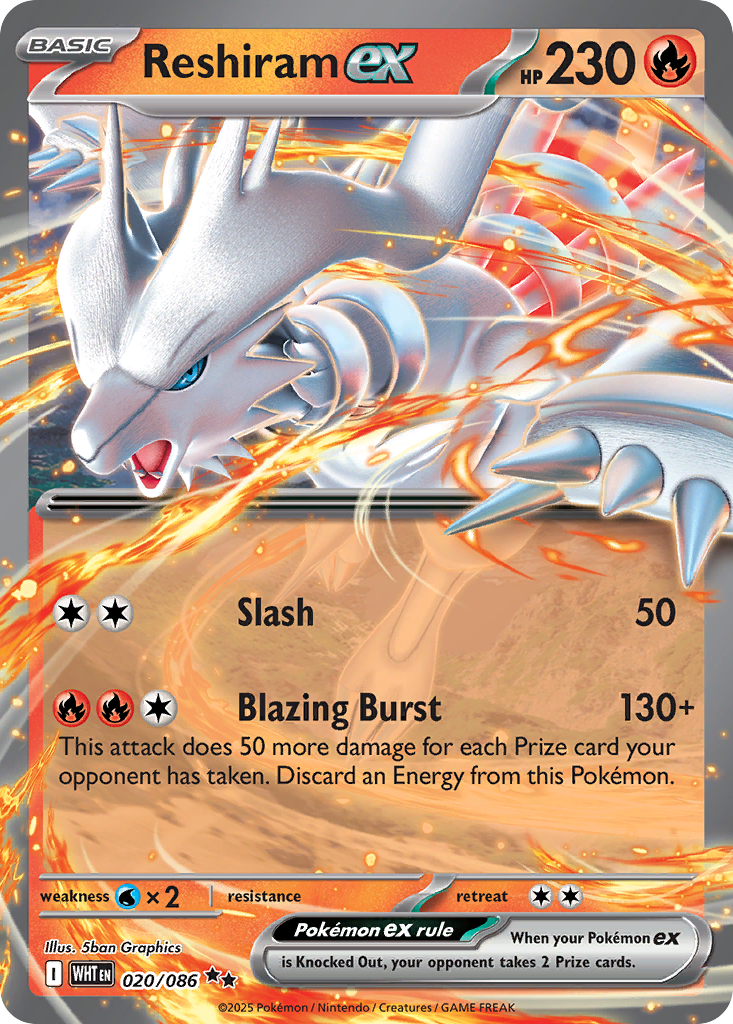 Reshiram ex 20/86 Double Rare | White Flare | Pokemon Card