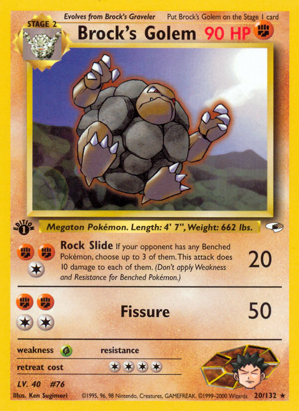 Brock's Golem 20/132 Rare | Gym Heroes | Pokemon Card