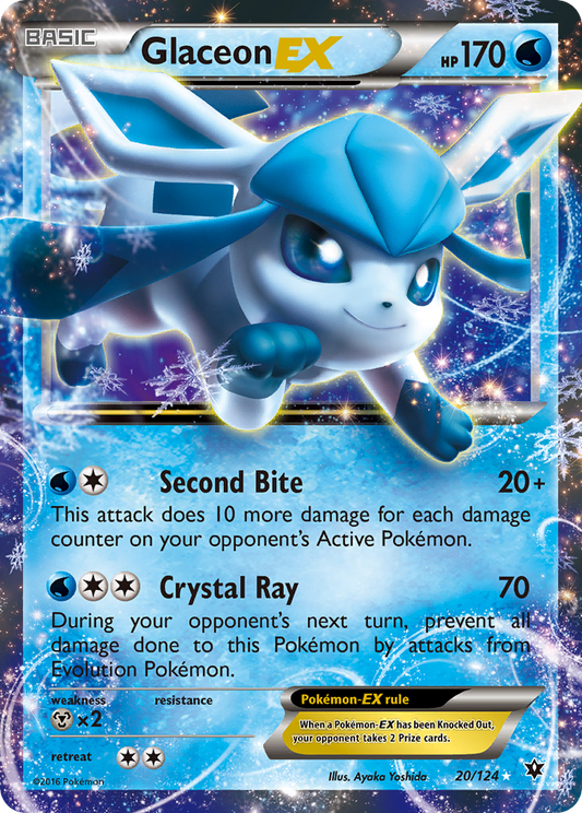 Glaceon-EX 20/124 Rare Holo EX | Fates Collide | Pokemon Card