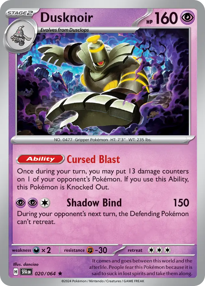 Dusknoir 20/64 Rare | Shrouded Fable | Pokemon Card