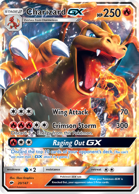 Charizard-GX 20/147 Rare Holo GX | Burning Shadows | Pokemon Card