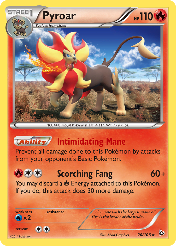 Pyroar 20/106 Rare Holo | Flashfire | Pokemon Card