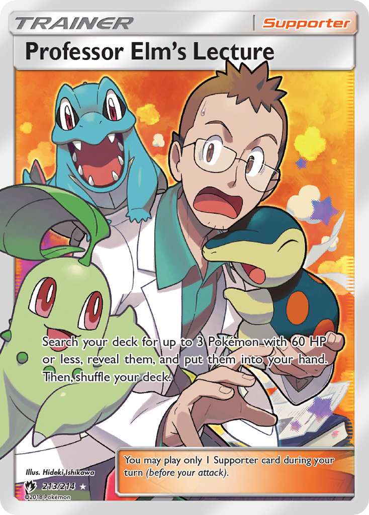 Professor Elm's Lecture 213/214 Rare Ultra | Lost Thunder | Pokemon Card