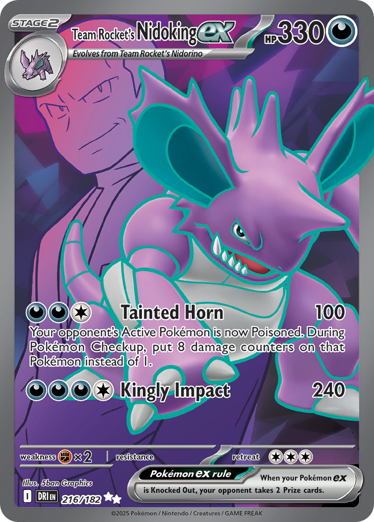 Team Rocket's Nidoking ex 216/182 Ultra Rare | Destined Rivals | Pokemon Card