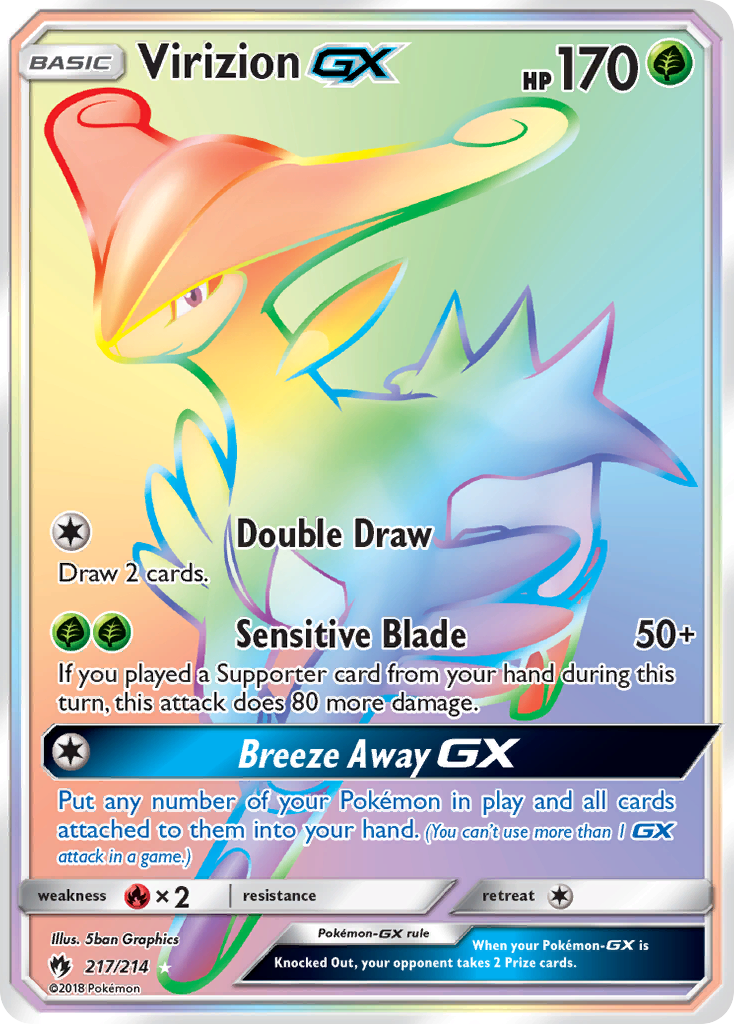 Virizion-GX 217/214 Rare Rainbow | Lost Thunder | Pokemon Card