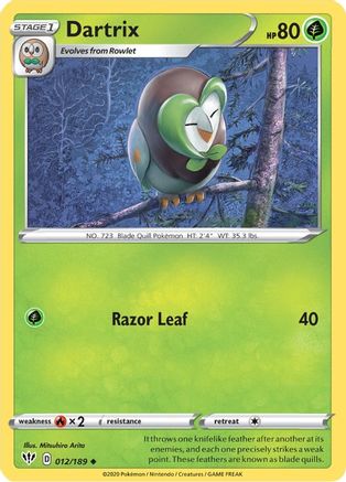 Dartrix 12/189 Reverse Holo | Darkness Ablaze | Pokemon Card