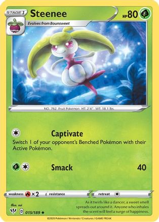 Steenee 15/189 Reverse Holo | Darkness Ablaze | Pokemon Card