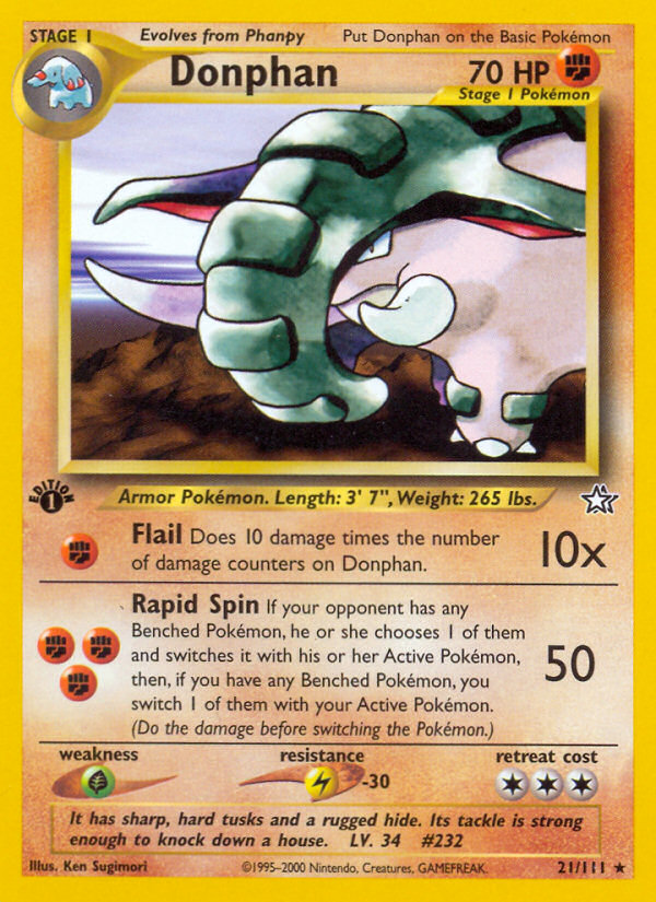Donphan 21/111 Rare | Neo Genesis | Pokemon Card