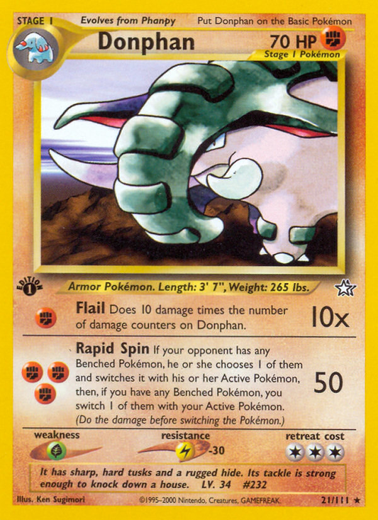 Donphan 21/111 Rare | Neo Genesis | Pokemon Card