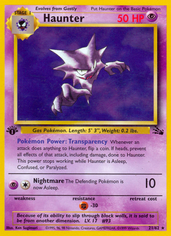 Haunter 21/62 Rare | Fossil | Pokemon Card