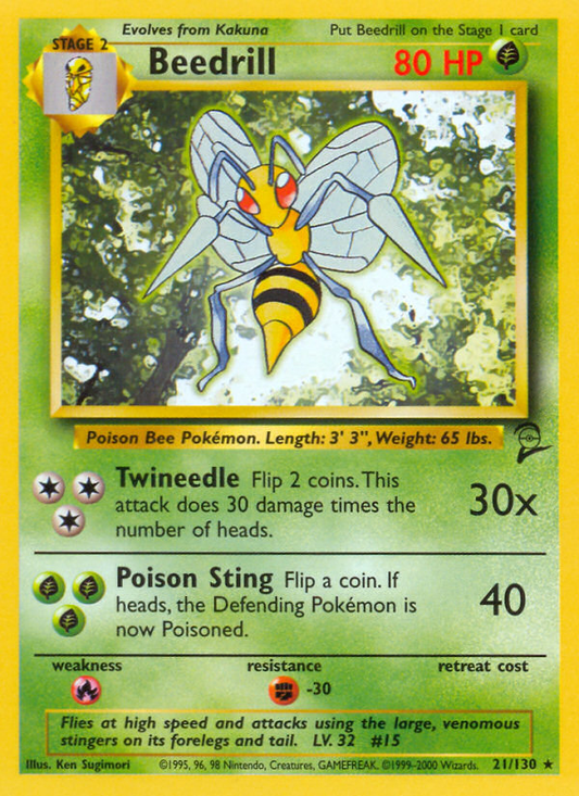 Beedrill 21/130 Rare | Base Set 2 | Pokemon Card