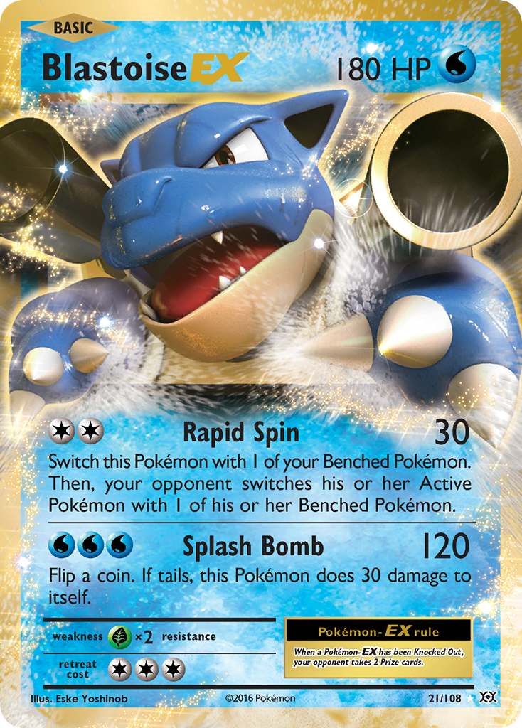 Blastoise-EX 21/108 Rare Holo EX | Evolutions | Pokemon Card