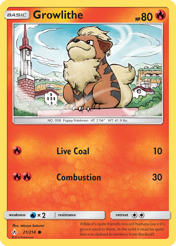Growlithe 21/214 Common | Unbroken Bonds | Pokemon Card