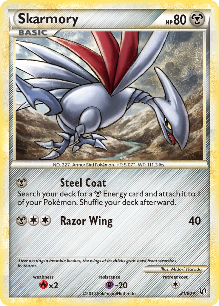 Skarmory 21/90 Rare | HS—Undaunted | Pokemon Card