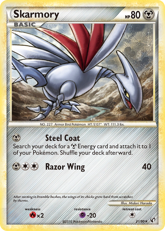 Skarmory 21/90 Rare | HS—Undaunted | Pokemon Card