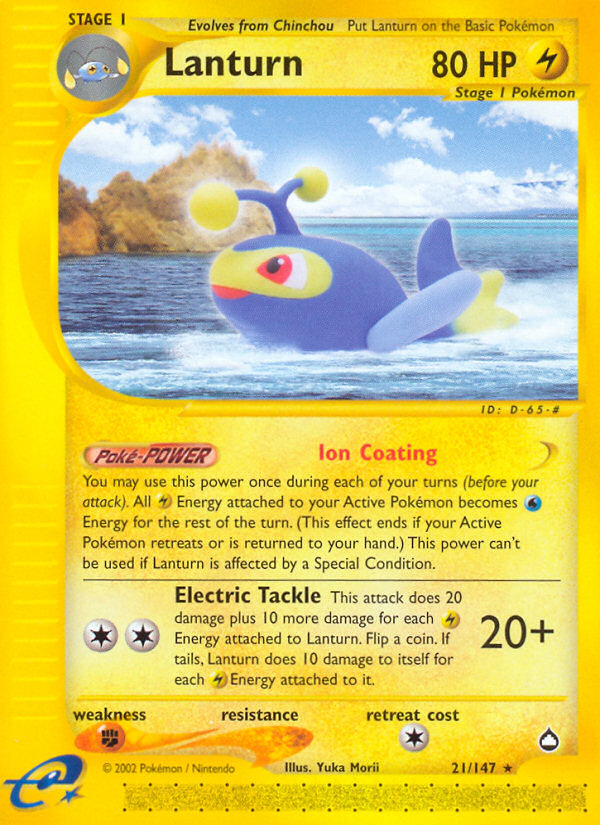 Lanturn 21/147 Rare | Aquapolis | Pokemon Card