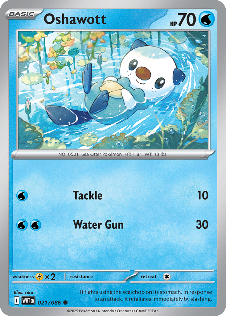 Oshawott 21/86 Common | White Flare | Pokemon Card