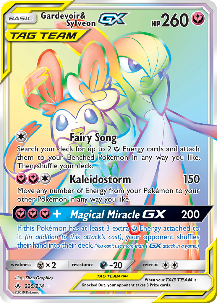 Gardevoir & Sylveon-GX 225/214 Rare Rainbow | Unbroken Bonds | Pokemon Card