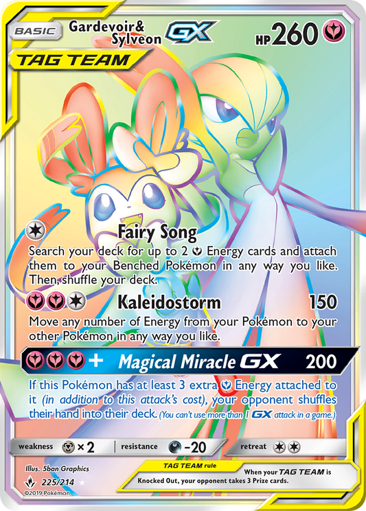 Gardevoir & Sylveon-GX 225/214 Rare Rainbow | Unbroken Bonds | Pokemon Card