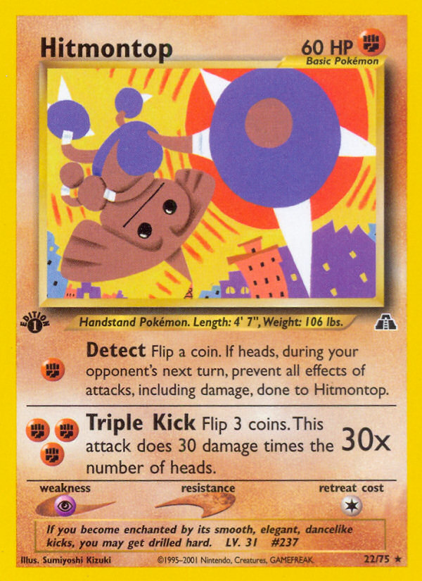 Hitmontop 22/75 Rare | Neo Discovery | Pokemon Card