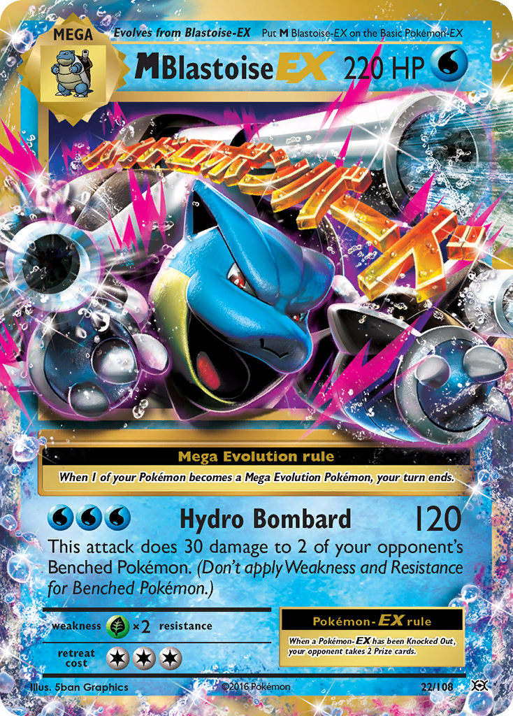 M Blastoise-EX 22/108 Rare Holo EX | Evolutions | Pokemon Card