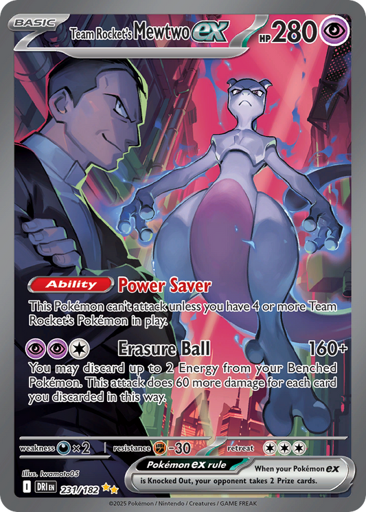 Team Rocket's Mewtwo ex 231/182 Special Illustration Rare | Destined Rivals | Pokemon Card