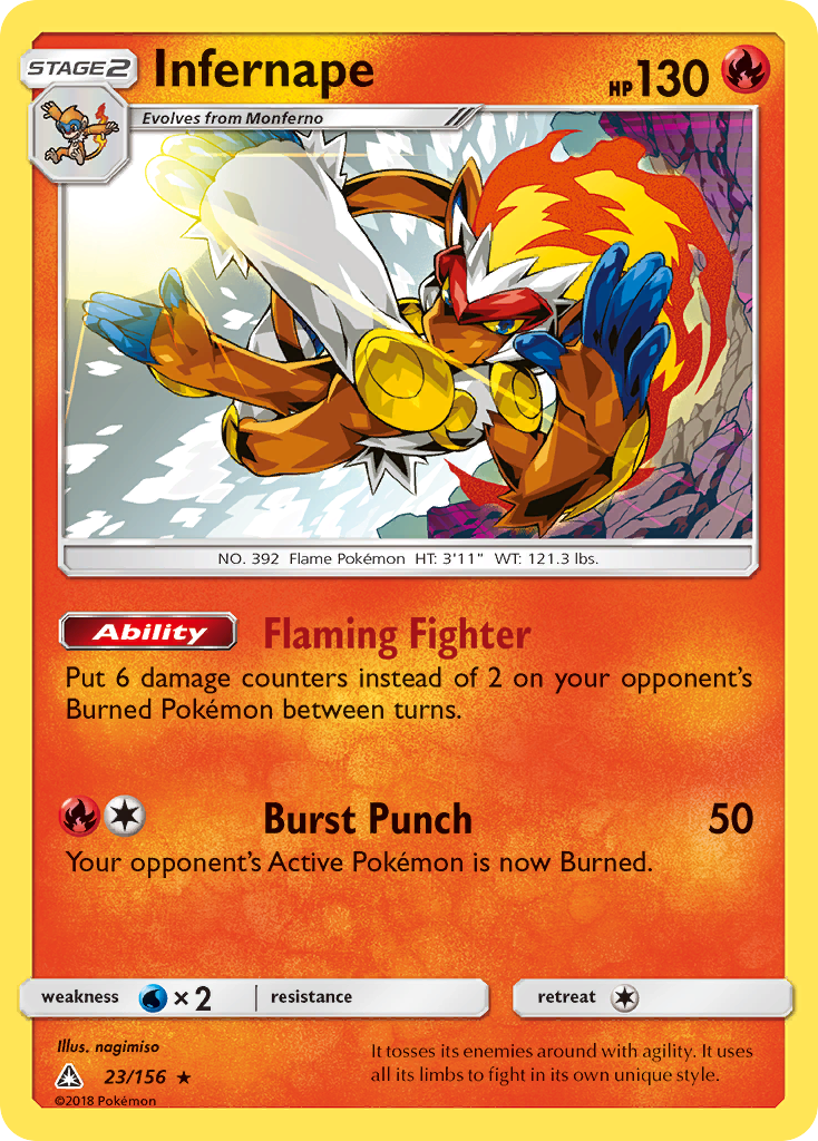 Infernape 23/156 Rare Holo | Ultra Prism | Pokemon Card