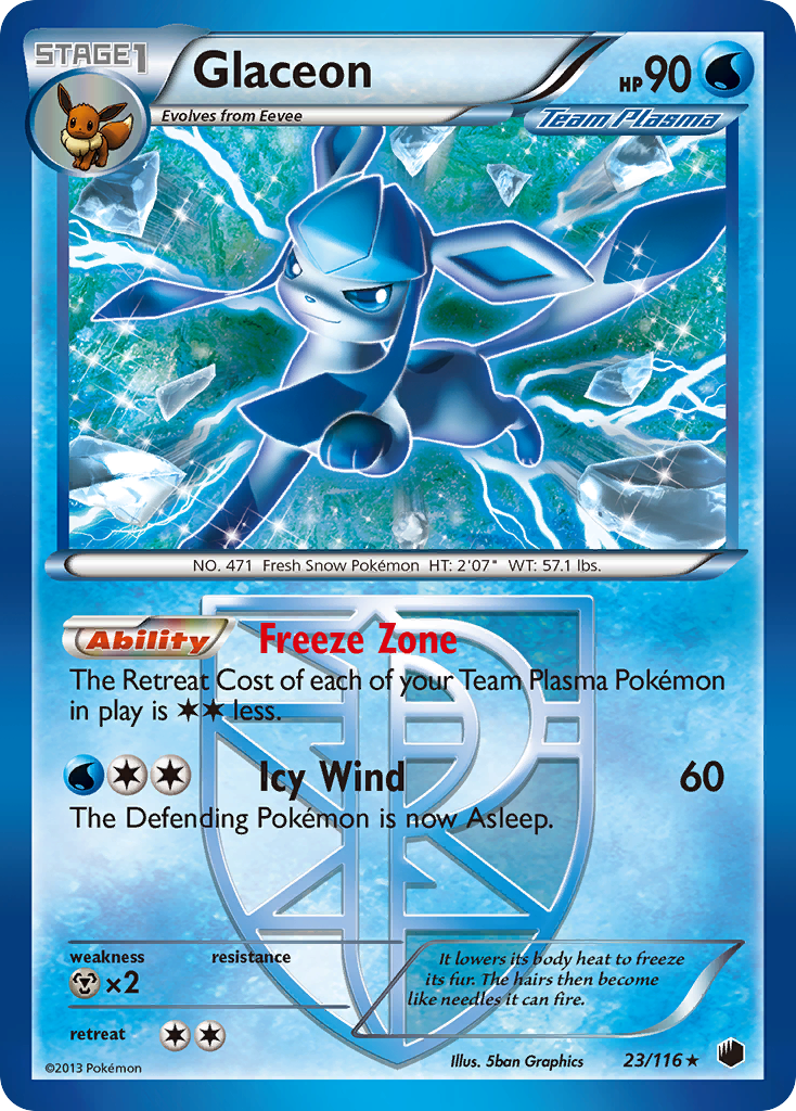 Glaceon 23/116 Rare | Plasma Freeze | Pokemon Card