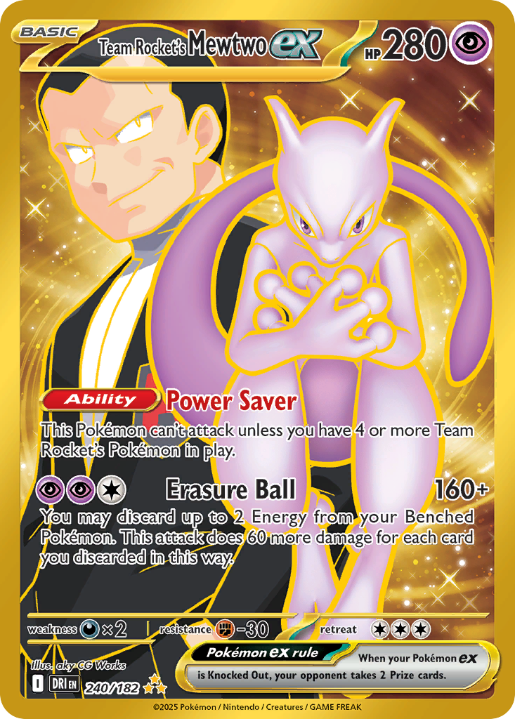 Team Rocket's Mewtwo ex 240/182 Hyper Rare | Destined Rivals | Pokemon Card