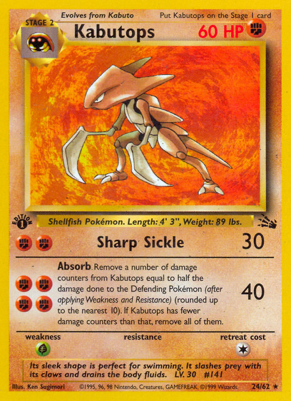 Kabutops 24/62 Rare | Fossil | Pokemon Card