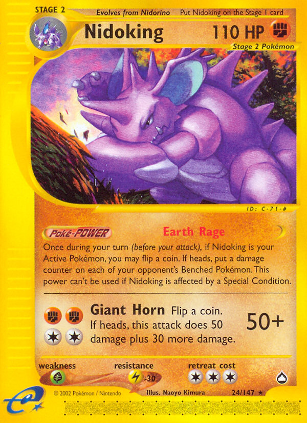 Nidoking 24/147 Rare | Aquapolis | Pokemon Card