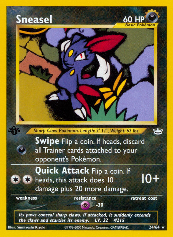 Sneasel 24/64 Rare | Neo Revelation | Pokemon Card