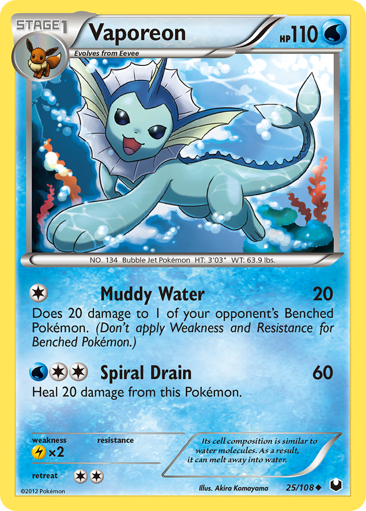 Vaporeon 25/108 Uncommon | Dark Explorers | Pokemon Card