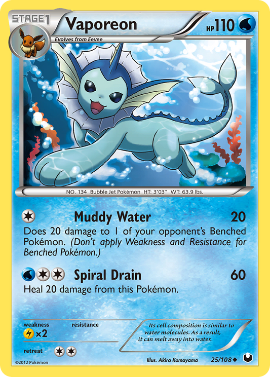 Vaporeon 25/108 Uncommon | Dark Explorers | Pokemon Card