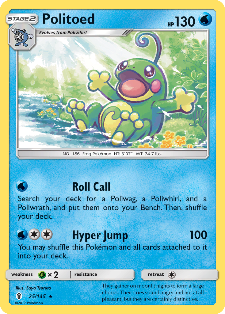 Politoed 25/145 Rare Holo | Guardians Rising | Pokemon Card