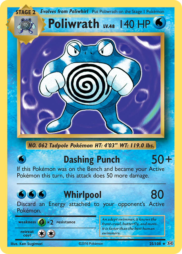 Poliwrath 25/108 Rare Holo | Evolutions | Pokemon Card