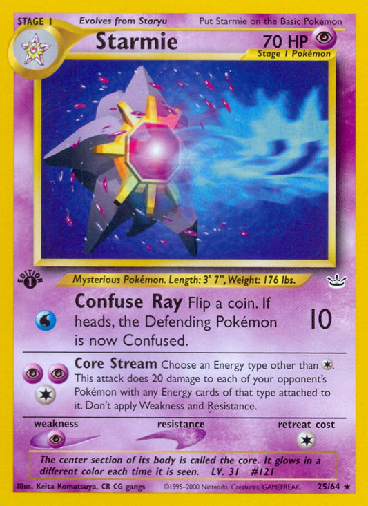 Starmie 25/64 Rare | Neo Revelation | Pokemon Card