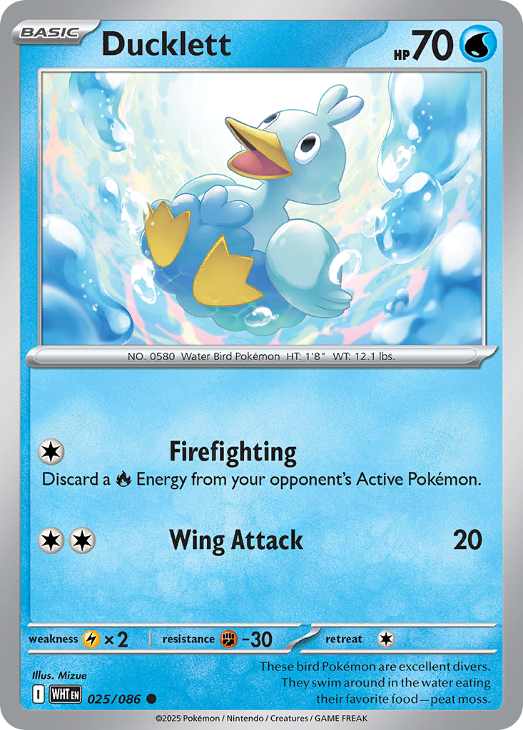 Ducklett 25/86 Common | White Flare | Pokemon Card