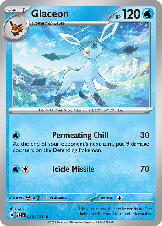 Glaceon 25/131 Rare Holo | Prismatic Evolutions | Pokemon Card