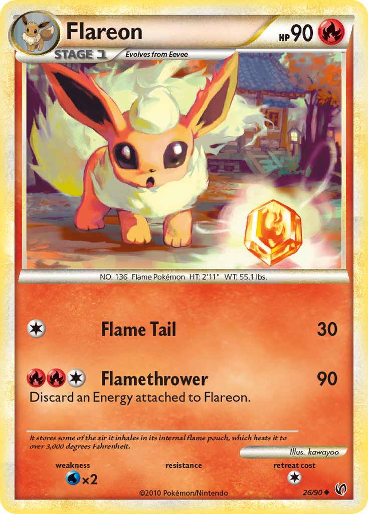 Flareon 26/90 Uncommon | HS—Undaunted | Pokemon Card
