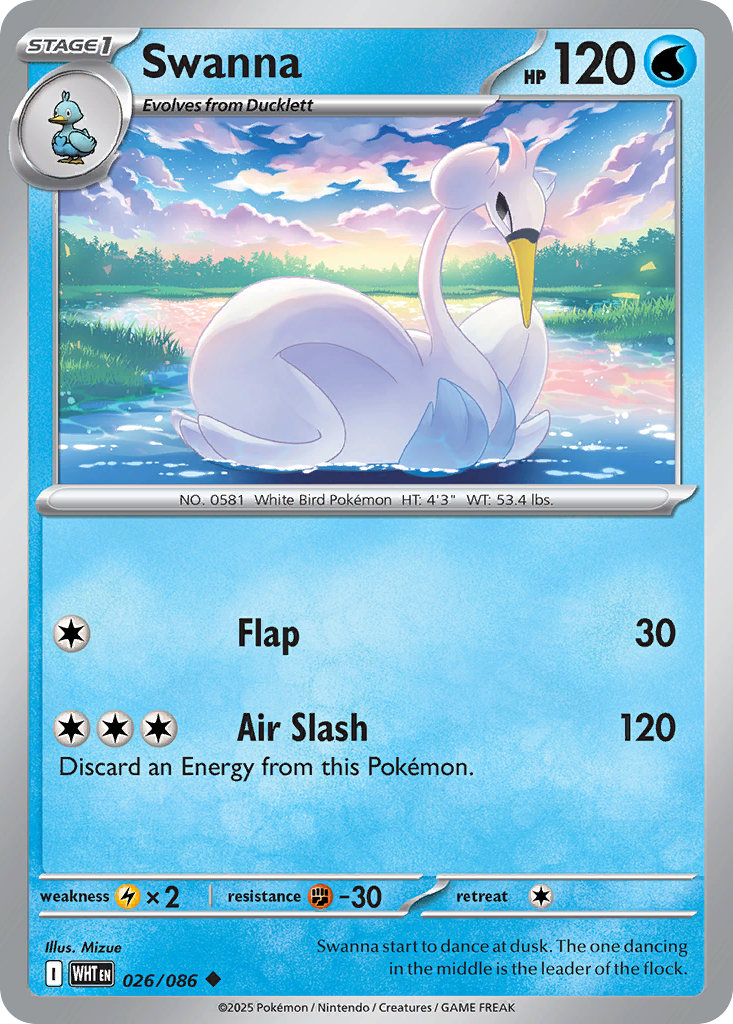 Swanna 26/86 Uncommon | White Flare | Pokemon Card
