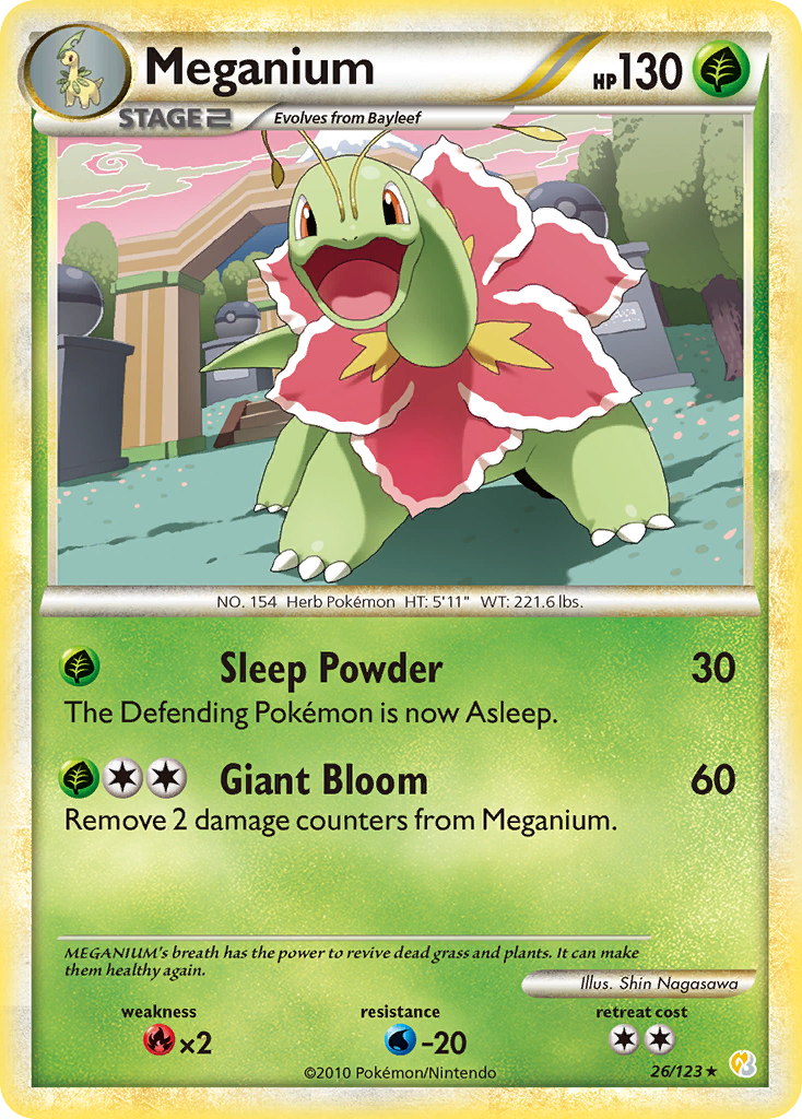 Meganium 26/123 Rare | HeartGold & SoulSilver | Pokemon Card