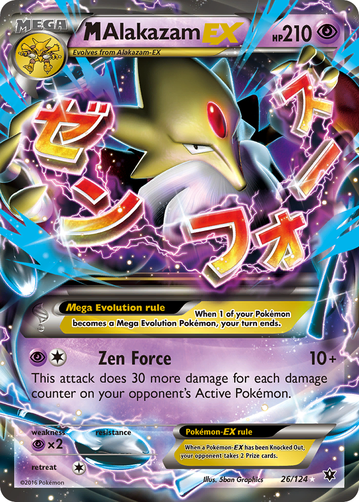 M Alakazam-EX 26/124 Rare Holo EX | Fates Collide | Pokemon Card