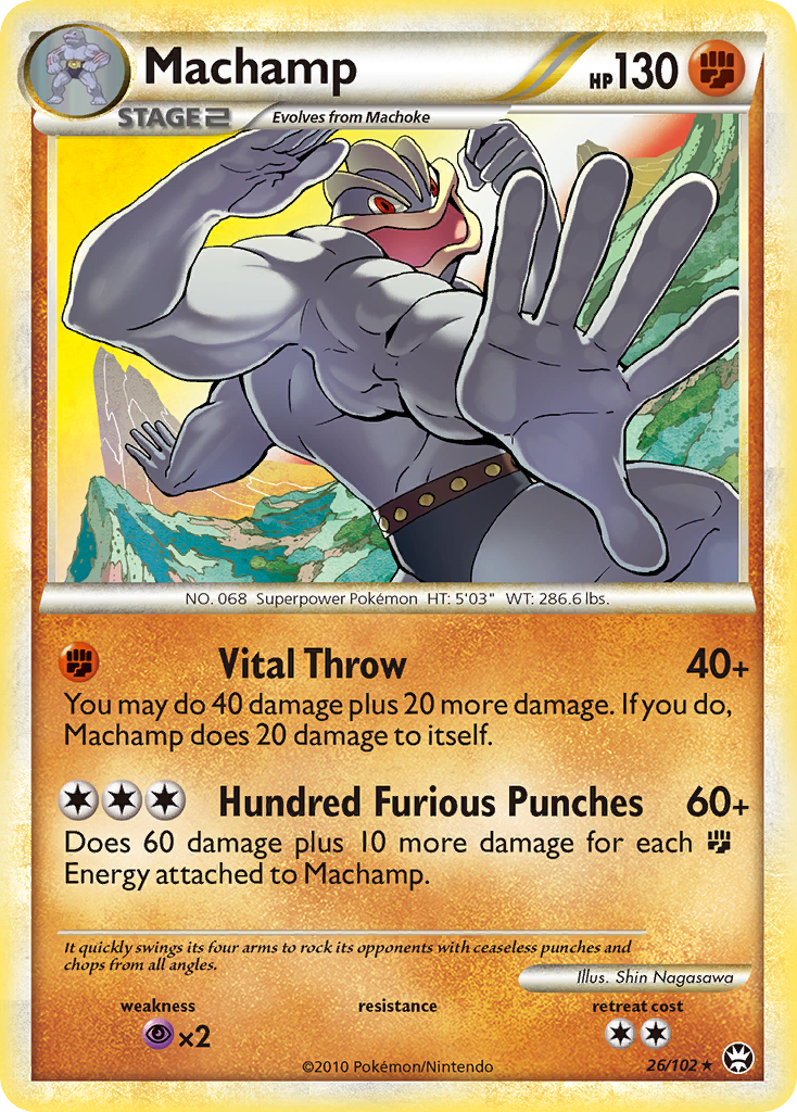Machamp 26/102 Rare | HS—Triumphant | Pokemon Card